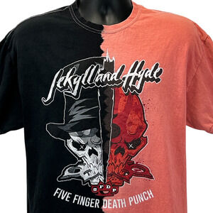 Five Finger Death Punch Jekyll and Hyde T Shirt 5FDP Band Tie Dye Orange L Large